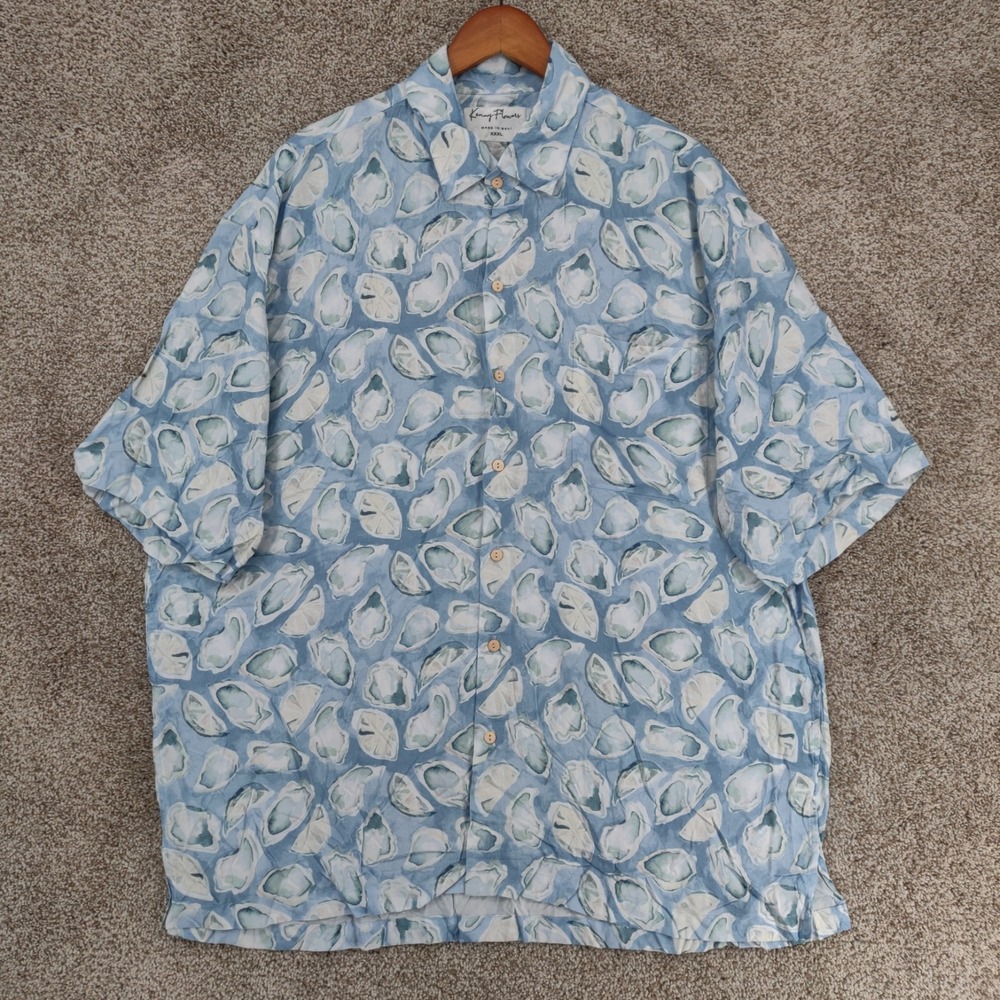 Kenny Flowers Hawaiian Shirt Mens XXXL 3XL Abstract Shell Print Short Sleeve
